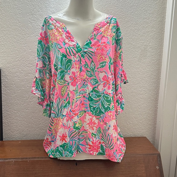 Lilly Pulitzer Quinna Multi Journey To The Jungle Top - Picture 1 of 3